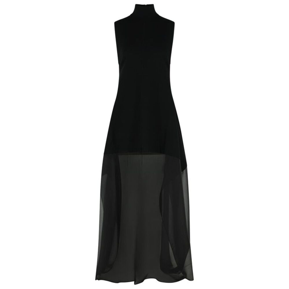 Sportmax Otre' Long Dress In Viscose Knit And Black Silk Georgette Women